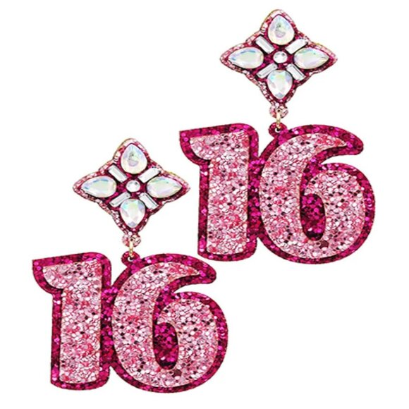 HAPPY BIRTHDAY PINK ACRYLIC GLITTER ICONIC YEAR 16 21 30 40 50 60 NEW - Picture 5 of 10